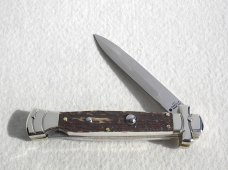 NEW A.G.A. CAMPOLIN 9" MALTESE GENUINE STAG MODIFIED BAYONET BLADE NICKEL SILVER BOLSTERS - W/POUCH