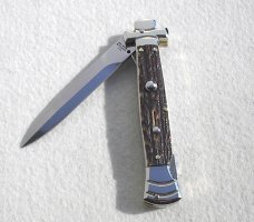 NEW A.G.A. CAMPOLIN 9" MALTESE GENUINE STAG MODIFIED BAYONET BLADE NICKEL SILVER BOLSTERS - W/POUCH