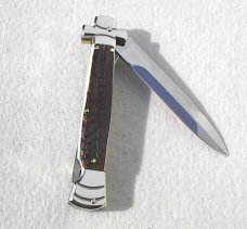NEW A.G.A. CAMPOLIN 9" MALTESE GENUINE STAG MODIFIED BAYONET BLADE NICKEL SILVER BOLSTERS - W/POUCH