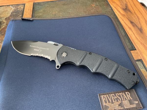 BOKER PLUS AUTOMAT KALASHNIKOV 101 FOLDER KNIFE, BLACK COMBO BLADE