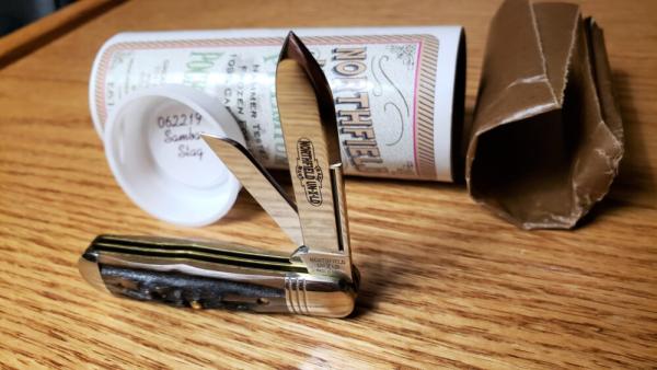 Great Eastern Cutlery Genuine Sambar Stag 2 Blade Jack Knife 062219 New/Mint with Tube and Wax Paper Great Eastern Cutlery Genuine Sambar Stag 2 Blade Jack Knife 062219 New/Mint with Tube and Wax Paper