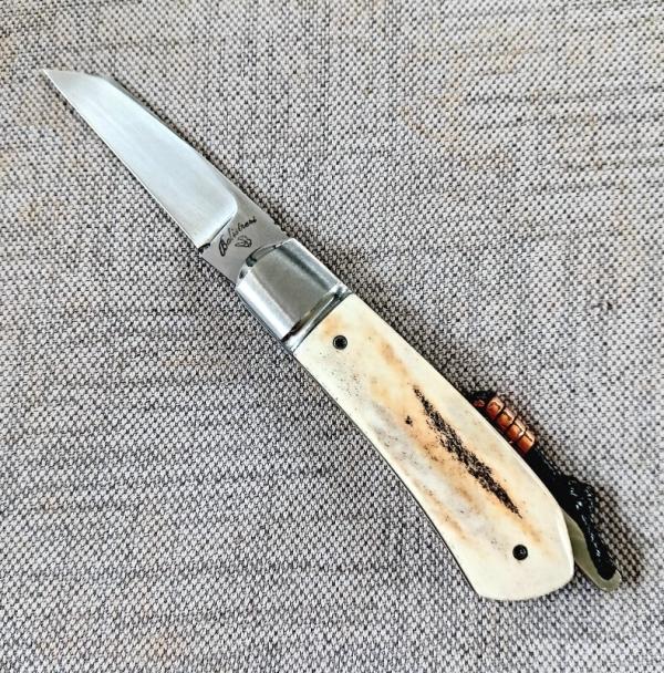 Vincenzo Balistreri Polished Sambar Stag Native Taillock...3.75"...Lanyard.. Bead..AEB-L..coa..slip.