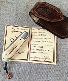 Vincenzo Balistreri Polished Sambar Stag Native Taillock...3.75"...Lanyard.. Bead..AEB-L..coa..slip.