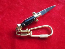 2-3/4" Black 24kt Gold Mini Stiletto Keychain Knife -made in italy