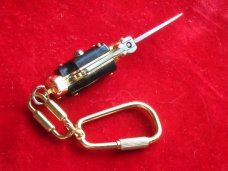 2-3/4" Black 24kt Gold Mini Stiletto Keychain Knife -made in italy