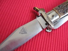 Vintage Italian INDIANA Shell Puller Fulcrum Stag Switchblade Knife