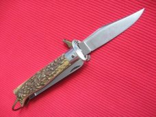 Vintage Italian INDIANA Shell Puller Fulcrum Stag Switchblade Knife