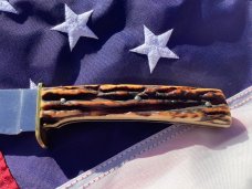 Vintage J A Henckels Mdl# 600 - 5 1/2 Skinning /Hunting /Camping knife -Great STAG Handles!