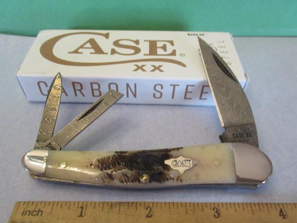 Case XX 2023 Damascus Seahorse Whittler Vintage Bone Pattern # V6355WH DAM 