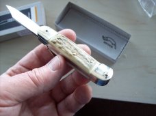 Hubertus Knife Solingen, Germany Small 08 Genuine  Stag/Antler  5 3/4 " Open Lillyput NIB