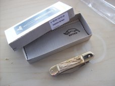 Hubertus Knife Solingen, Germany Small 08 Genuine  Stag/Antler  5 3/4 " Open Lillyput NIB