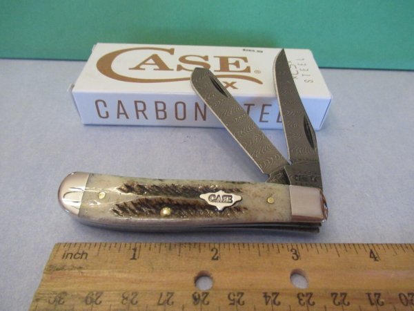 Case XX 2023 Damascus Vintage Bone Mini Trapper Pattern #V6207DAM 