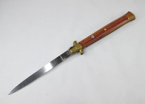 Vtg 13" Automatic Stiletto Switchblade - Wood Handles - Made in Italy