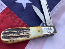 Case XX 1982 8 Dot Razor Barlow Knife w Great Stag Handles -Mdl# 52009 1/2 SSP -Serial #2210 -Minty!