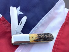 Case XX 1982 8 Dot Razor Barlow Knife w Great Stag Handles -Mdl# 52009 1/2 SSP -Serial #2210 -Minty!