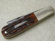 Remington UMC USA 2008 RB473 Amber Bone Damascus Razor Barlow Knife 