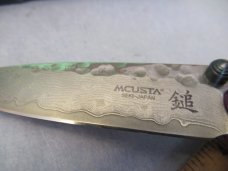 Mcusta Japanese Bush Sword Purple Anodized Aluminum Liner Lock Damascus Model MC-0162D