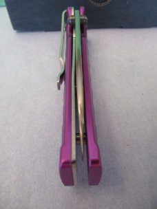 Mcusta Japanese Bush Sword Purple Anodized Aluminum Liner Lock Damascus Model MC-0162D
