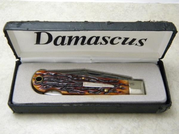 Remington 1999 Bone R1303-D Damascus Lockback Knife