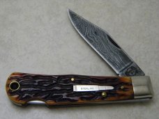 Remington 1999 Bone R1303-D Damascus Lockback Knife