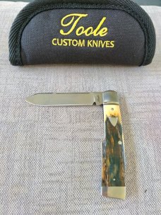 Bobby Toole Mammoth Bent Gunstock Spear..Cpm154..3 15/16"..fluted Integral Bolsters..coa and pouch.