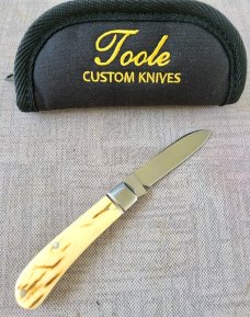 Bobby Toole Mammoth Zulu ...Cpm154..3.75" closed..fluted Integral Bolsters..coa and pouch.