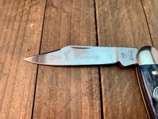 Hen and Rooster Bertram Cutlery Little Mustang Whittler Dark Blue Jigged Bone MG13