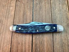 Hen and Rooster Bertram Cutlery Little Mustang Whittler Dark Blue Jigged Bone MG13