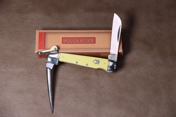 ROUGH RYDER YELLOW MARLIN SPIKE FOLDING KNIFE RR897
