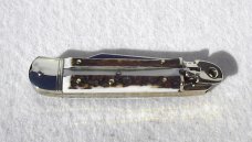 OLDER 8cm HUBERTUS SOLINGEN GERMANY GENUINE STAG LEVER LOCK WITH BOX & PAPER WORK WRITTEN IN GERMAN