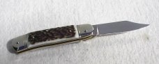 OLDER 8cm HUBERTUS SOLINGEN GERMANY GENUINE STAG LEVER LOCK WITH BOX & PAPER WORK WRITTEN IN GERMAN