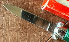 Super Automatic Out The Front (OTF), Green Handle, Hard To Find, Rostfrei Mark, Othello Logo