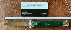 Super Automatic Out The Front (OTF), Green Handle, Hard To Find, Rostfrei Mark, Othello Logo