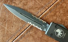 Microtech Ultratech From 2004, Black Tactical With Black Serrated Blade, Unused With Box 