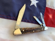 Vintage J A Henckels 3 Blade Whittler (Mdl 1928) Pocket Knife w/ Great Stag Handles! -NOS