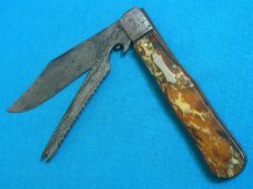 VINTAGE ANTIQUE PARISBEAD CHICAO USA COKE BOTTLE TRAPPER FISH FANCY FOLDING POCKET KNIFE KNIVES OLD