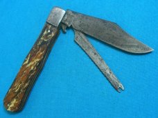 VINTAGE ANTIQUE PARISBEAD CHICAO USA COKE BOTTLE TRAPPER FISH FANCY FOLDING POCKET KNIFE KNIVES OLD