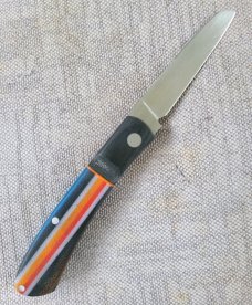 Grayson Jennings Curved Barlow..Sheepsfoot..Blanket Micarta scales..black bolsters..3.75 clsd..coa
