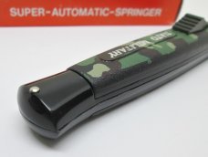 Lot of (2) Vintage NOS OTF SUPER AUTOMATIC SPRINGER Knife Nato Military Camo w/Box