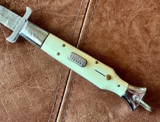 Rare Rizzuto Estileto Milano, White Handle, Wasp Body, Square Button, Mustache Guards 