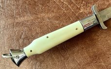 Rare Rizzuto Estileto Milano, White Handle, Wasp Body, Square Button, Mustache Guards 
