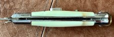 Rare Rizzuto Estileto Milano, White Handle, Wasp Body, Square Button, Mustache Guards 