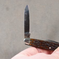 E.C. Simmons Keen Kutter - Unique Pattern W/ Etch Still Visible - Bare end Jigged Bone Pen Knife