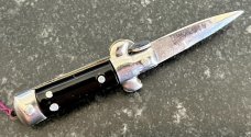 Rare Miniature Lever Lock Switchblade Keychain Knife, Pinned Handle From Japan, STAINLESS STEEL 