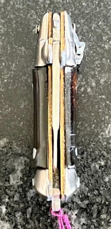 Rare Miniature Lever Lock Switchblade Keychain Knife, Pinned Handle From Japan, STAINLESS STEEL 