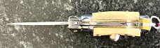 Miniature Switchblade Knife, Made In Italy, Underlined INOX Mark, Older Style, Stag Handle 