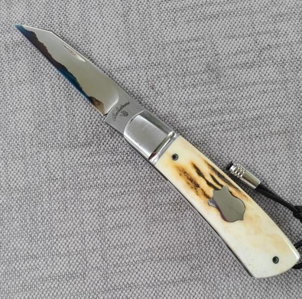 Vincenzo Balistreri Sambar Stag Native Slipjoint..3.5/8" cld...Lanyard.. Bead..San Mai...coa..slip. Vincenzo Balistreri Sambar Stag Native Slipjoint..3.5/8" cld...Lanyard.. Bead..San Mai...coa..slip.