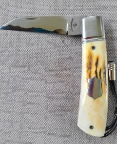 Vincenzo Balistreri Sambar Stag Native Slipjoint..3.5/8" cld...Lanyard.. Bead..San Mai...coa..slip.