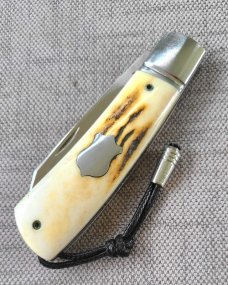Vincenzo Balistreri Sambar Stag Native Slipjoint..3.5/8" cld...Lanyard.. Bead..San Mai...coa..slip.