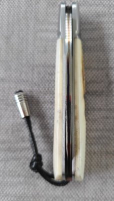 Vincenzo Balistreri Sambar Stag Native Slipjoint..3.5/8" cld...Lanyard.. Bead..San Mai...coa..slip.